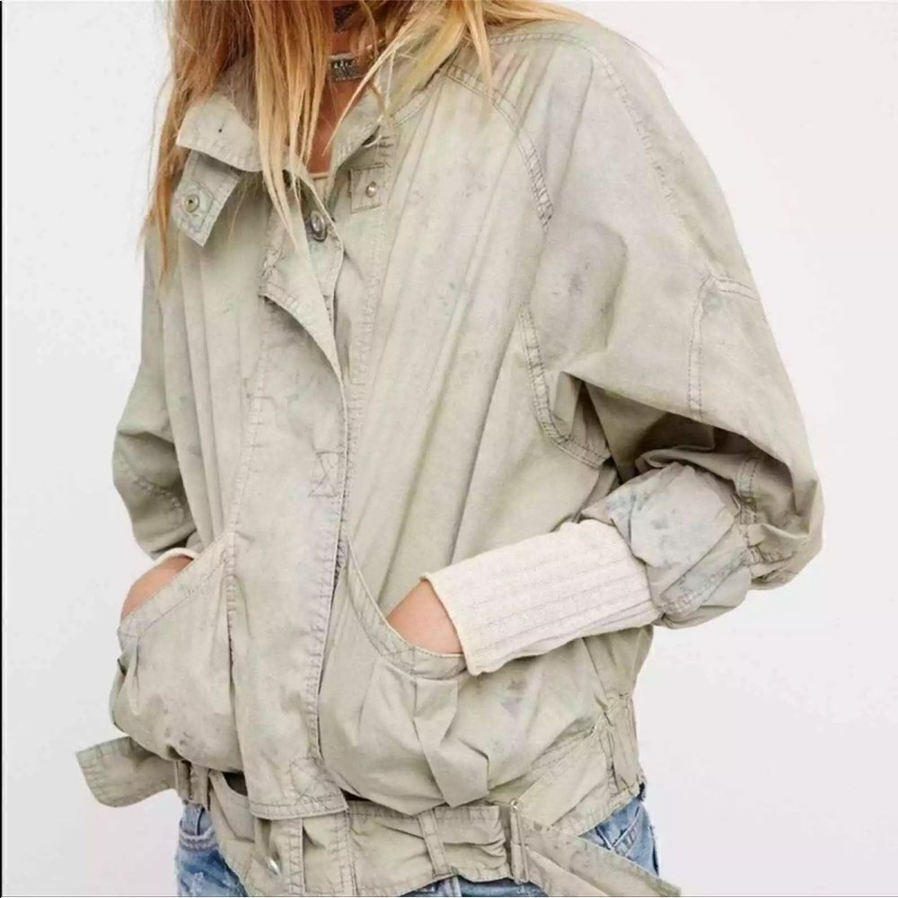 Free People Light Green‎ with Blue Tie Dye Parachute Jacket - Picture 3 of 12